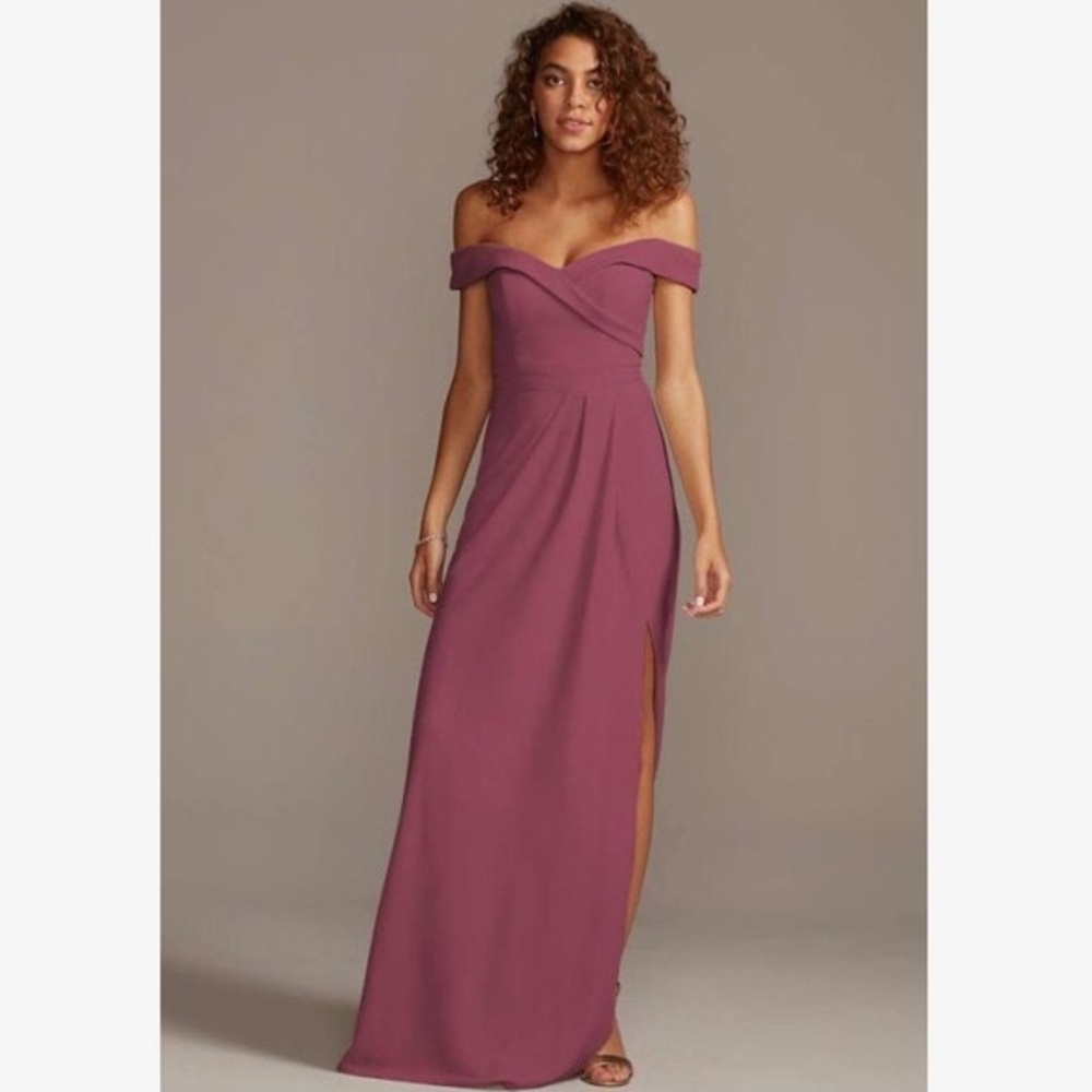 Stretch Crepe Off-the-Shoulder Bridesmaid Dress